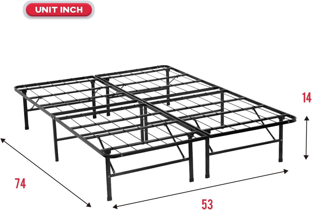 FDW | Foldable Full Size Bed Frame | Metal | Heavy Duty Steel Slats