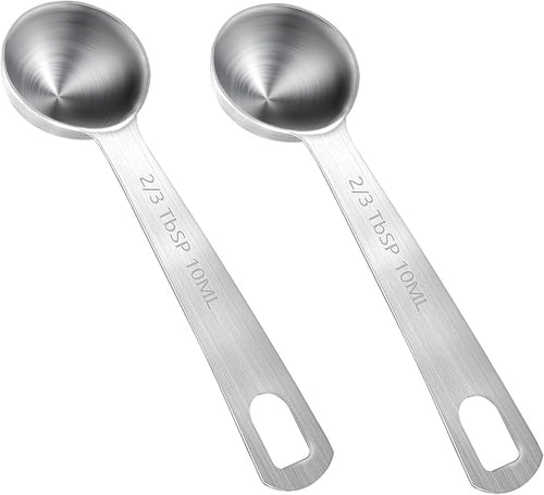 10ML / 2/3TBSP Measuring Spoons, Small Metal Teaspoons by Mozeat+Lens