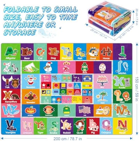 PartyKindom Kids Play Rug Mat Playmat with Non-Slip Design (78.7 x 59 inch)