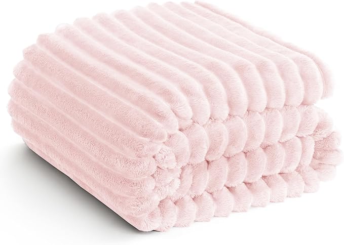 HIMEET Pink Ribbed Queen Size Blanket by Unknown