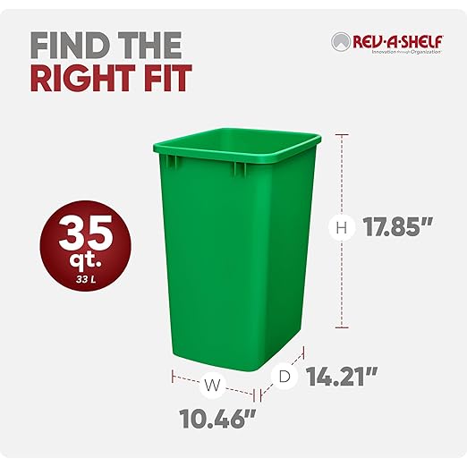 Rev-A-Shelf Polymer Replacement 35 Quart Trash Bin Recycle Waste Garbage