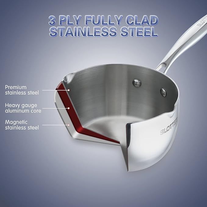 SLOTTET Tri-Ply Whole-Clad Stainless Steel Sauce Pan - Image 3