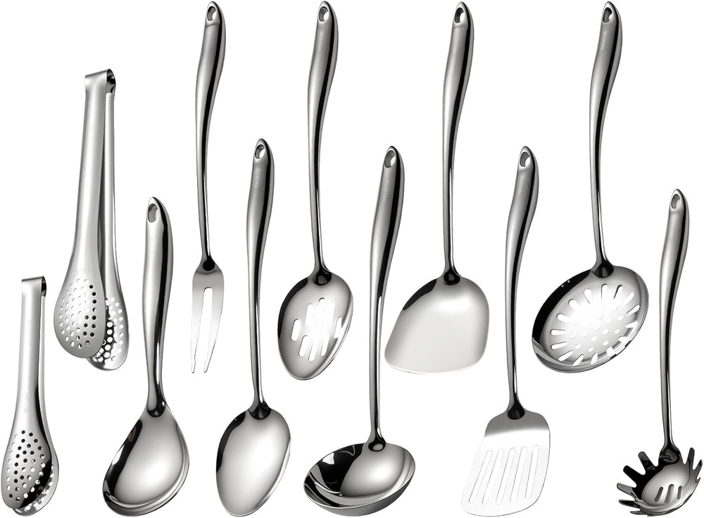 304 Stainless Steel Cooking Utensils Set, Mirror Polished Kitchen Gadget