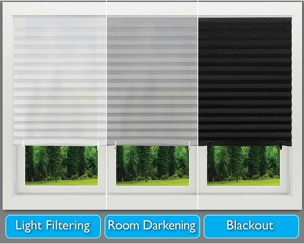 Redi Shade No Tools Original Blackout Pleated Paper Shade Black, 36" W x...