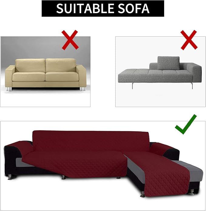Easy-Going L Shape Sofa Slipcover Chaise Reversible Protector Cover - Image 4
