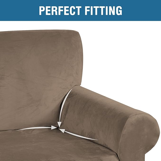 H.VERSAILTEX Stretch Velvet Armchair Cover Couch Covers 1 Cushion Chair - Image 4