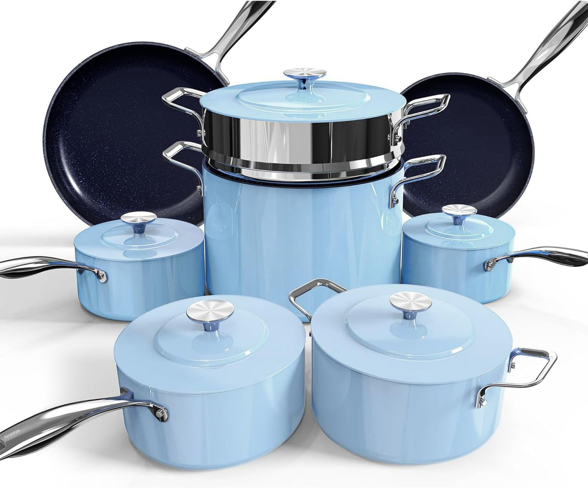 Nuwave Lux 13pc Forged Lightweight Cookware Set PFAS Free, Healthy G10 Duralon