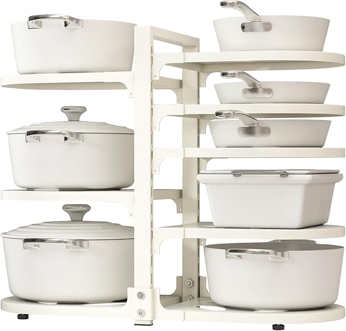 Adjustable Heavy Duty Pots and Pans Organizer Under Cabinet, 8-Tier Pot and Pan by Stayorganized