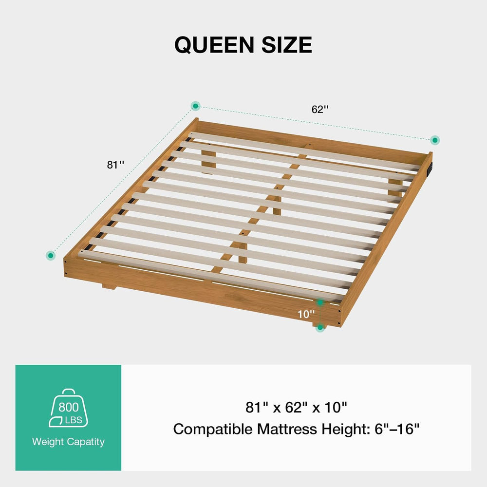 Novilla Floating Solid Wood Queen Bed Frame with Motion Sensor LED Light &amp...