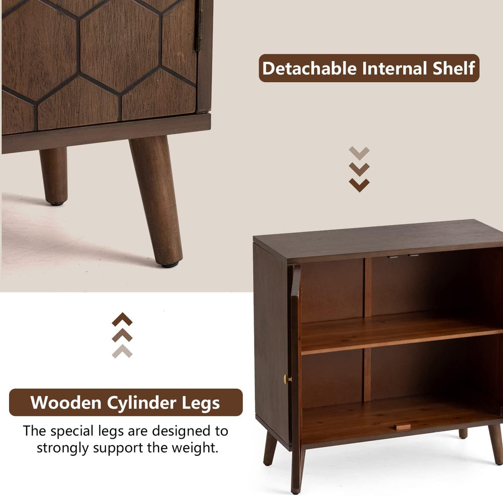 COSIEST Set of 3 32" Storage Sideboards with Doors, Accent Cabinets with...