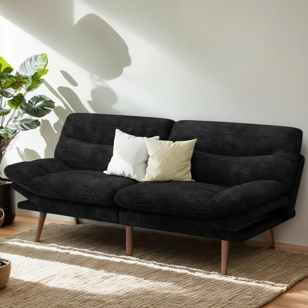 PERLECARE Convertible Futon Sofa Bed, 66" Corduroy Futon Couch with Adju...