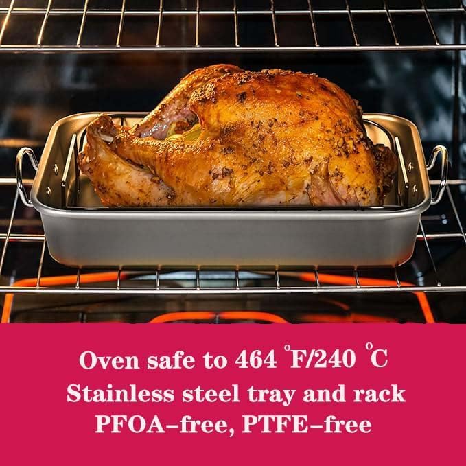 16" Premium Stainless Steel Roaster Pan Set