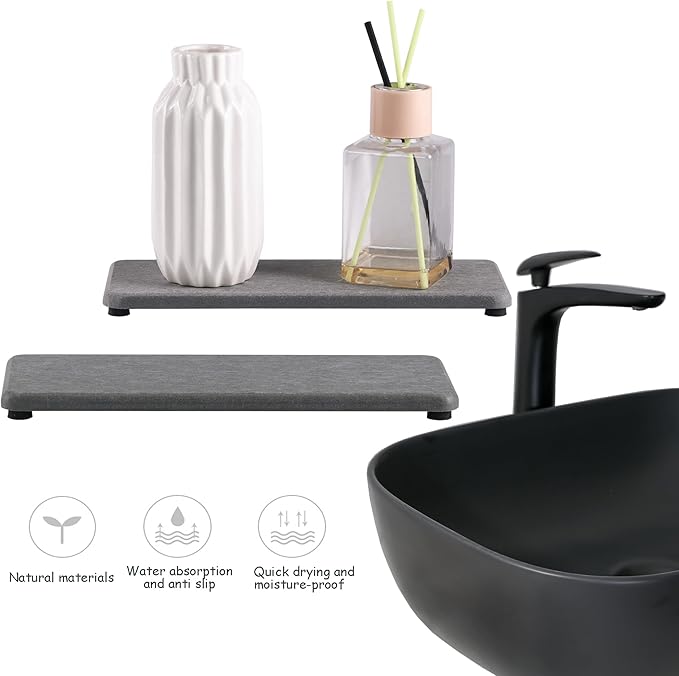 NiuYichee 2 Pcs Water Absorbing Stone Trays, Kitchen/Bathroom Sink Soap Dish - Image 4