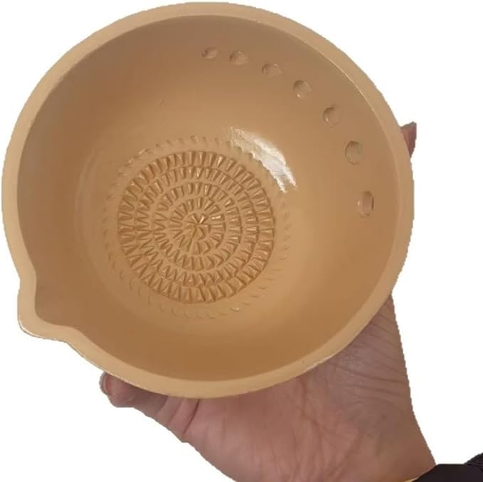 Garlic Grater Bowl 7-hole 2-in-1Kitchen Spanish Handheld Herb Stripper Ceramic - Image 7