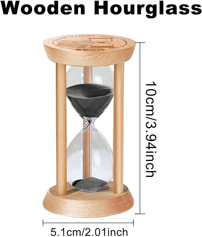 5 Minute Hourglass, 5 Min Wooden Sand Timer, Wood Sand Watch, Five Minute Mini - Image 2
