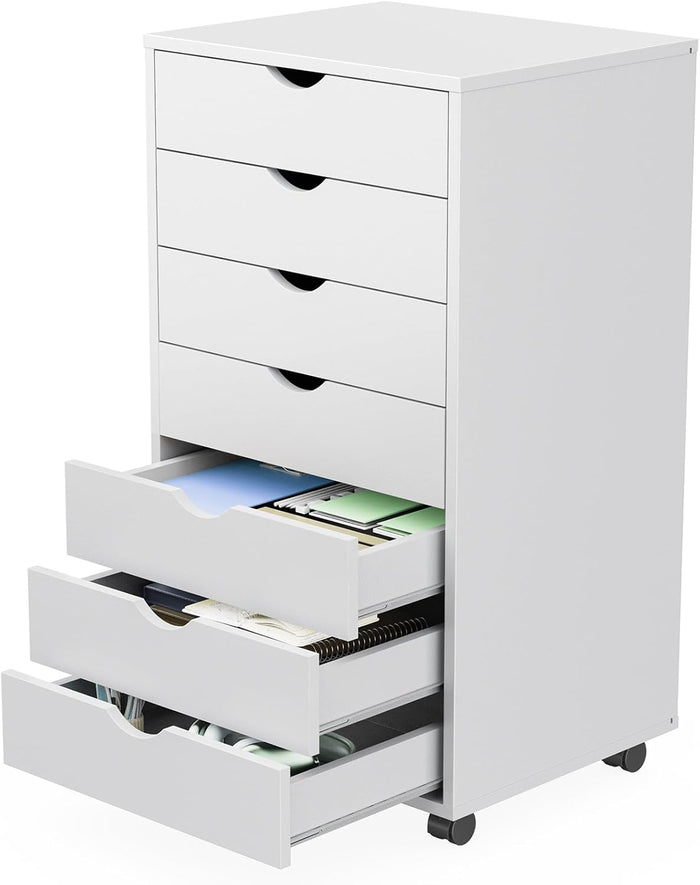 Sweetcrispy 7 Drawer Rolling Storage Cabinet with Wheels, Wood Organizer