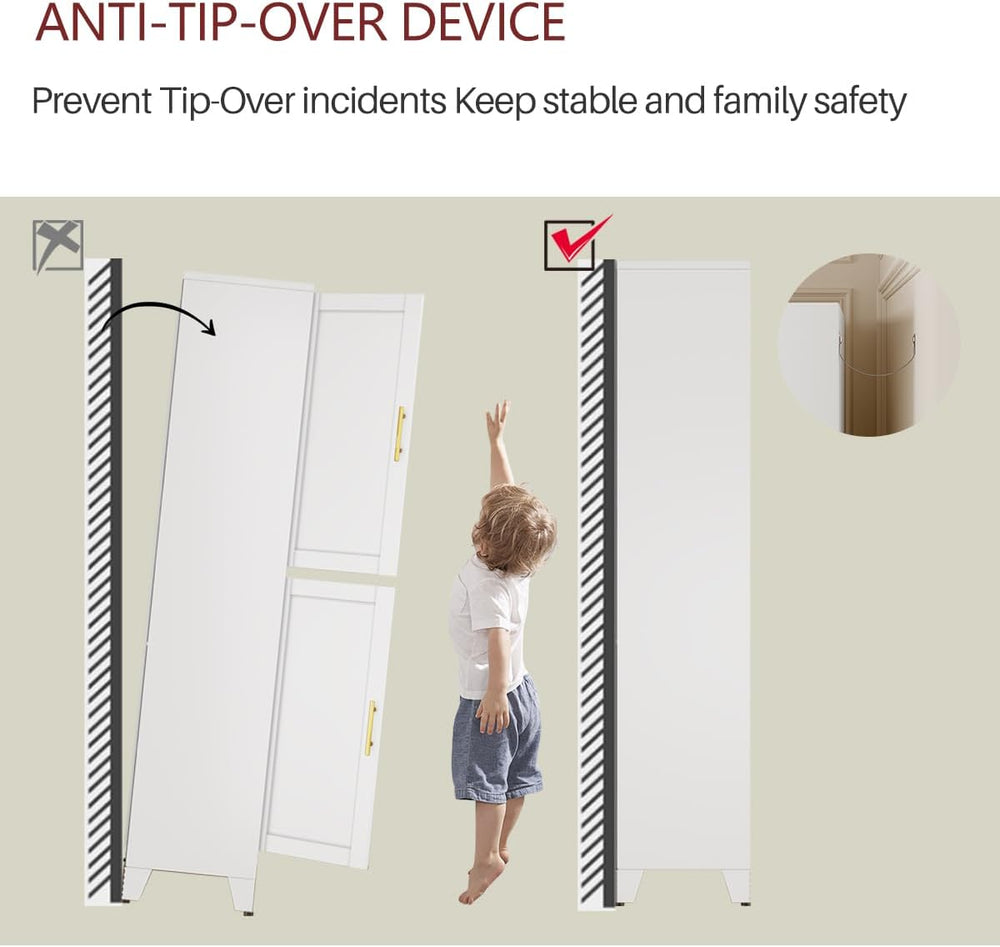 Metal Armoire Wardrobe Closet Storage Cabinet with Hanging Rod