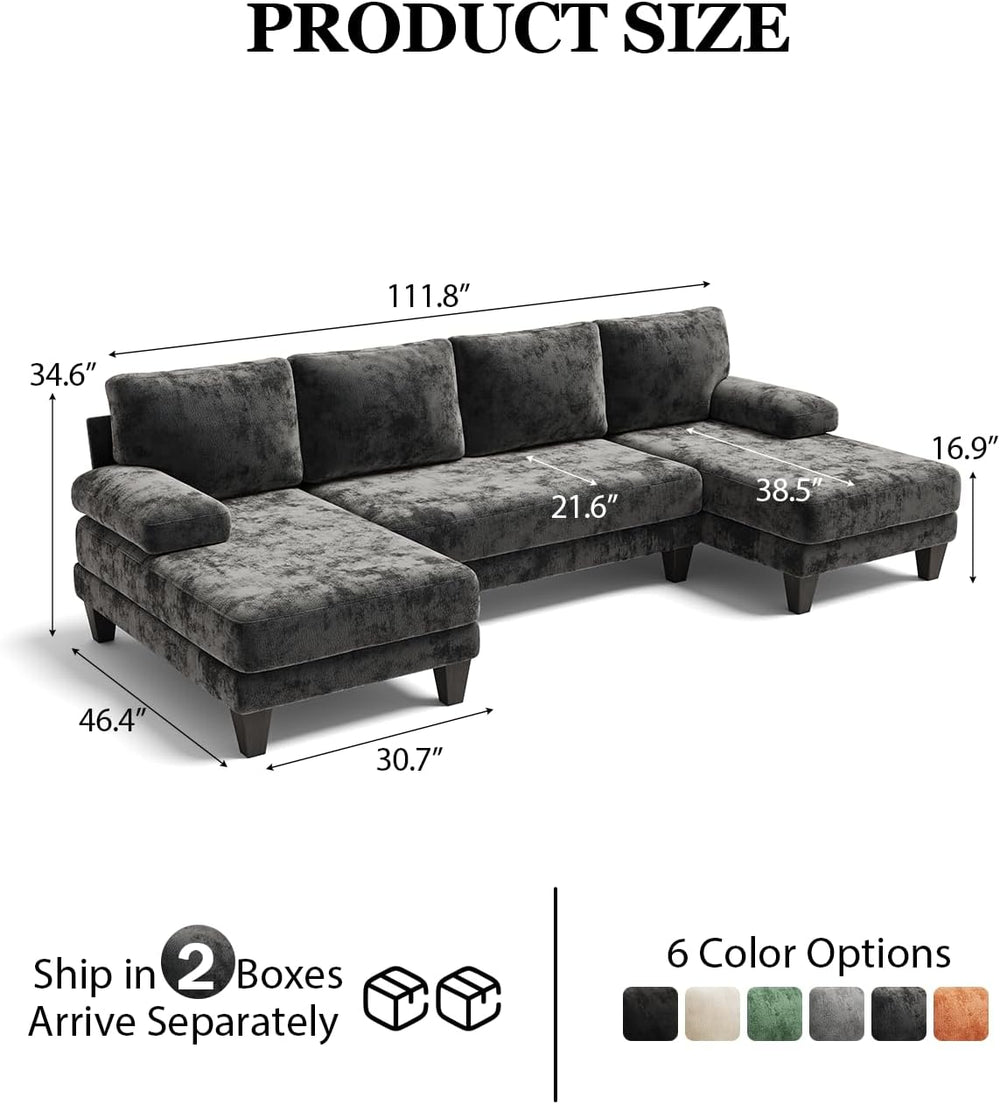 U-Shaped Sectional Couches for Living Room | 112 Inch Modern Sectional Couch ...