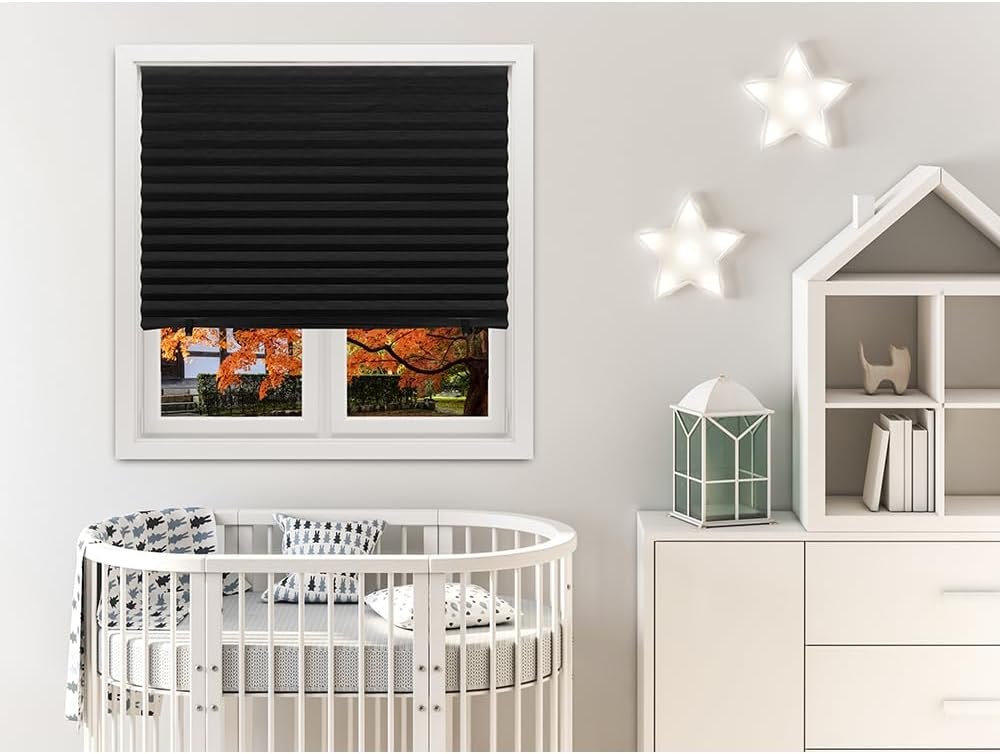 Redi Shade No Tools Original Blackout Pleated Paper Shade Black, 36" W x...