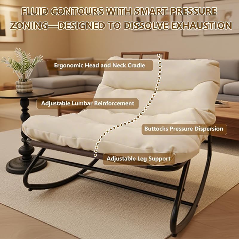 Oversized Papasan Rocking Chair with Plush Cushion, 350 Lbs Weight Capacity S...