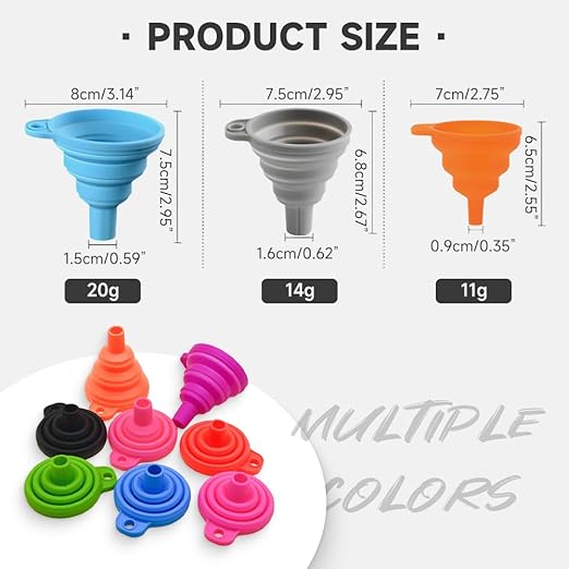 6 Pack Kitchen Funnel Set, 2025 New Food Funnel Silicone Collapsible Funnels - Image 2