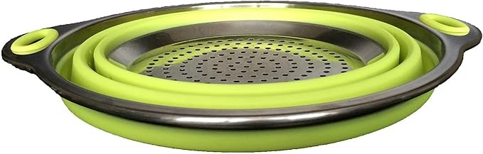 Oneida 8 inch Color Burst Stainless Steel Silicone Collapsible Colander Strainer - Image 2