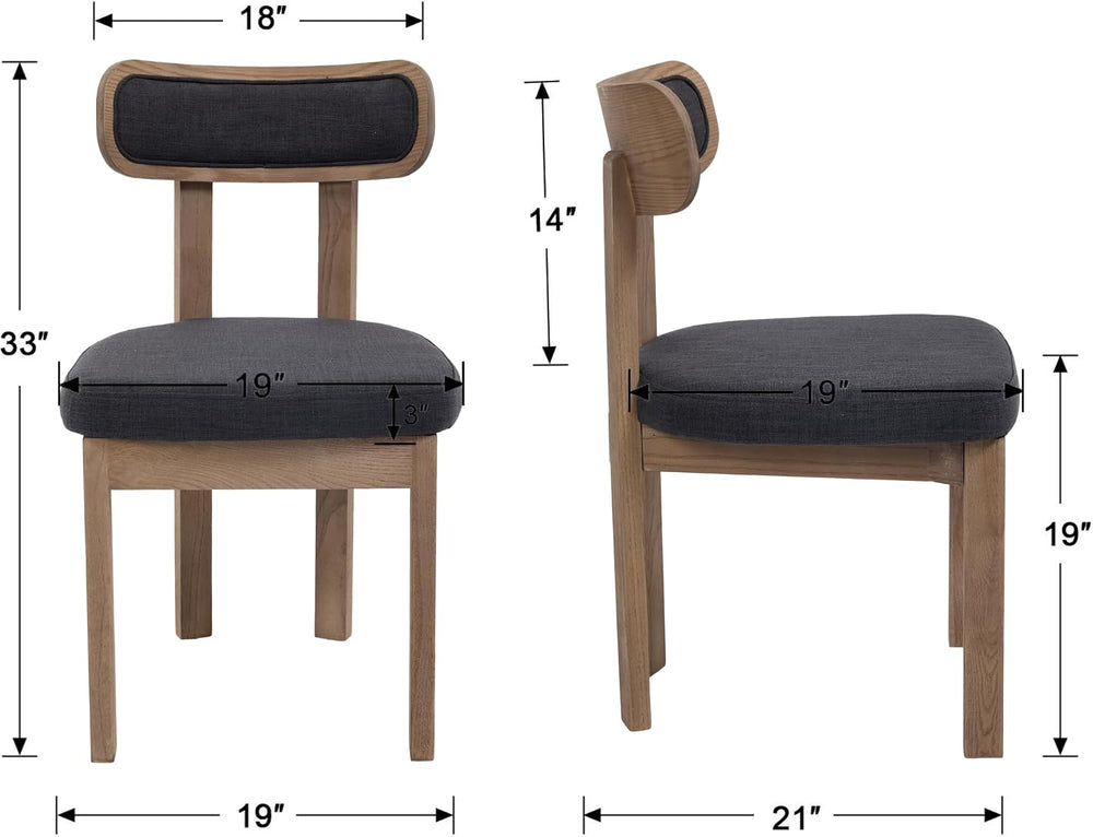 Linen Dining Chairs Set of 4, Mid Century Modern Upholstered Dining Room Chai...