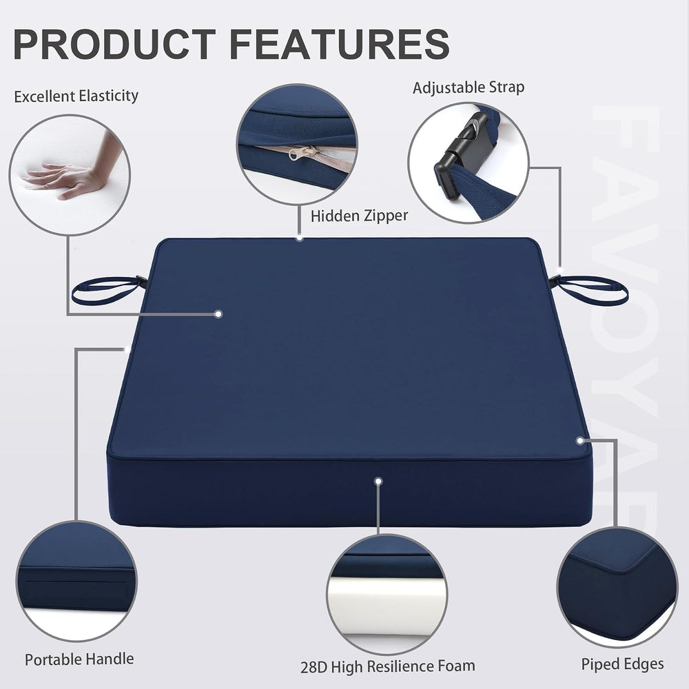 Favoyard Patio Chair Cushions 24 x 24 x 4 Inch Waterproof Outdoor Seat