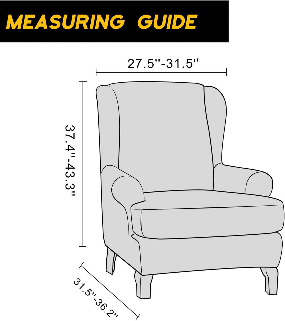 Granbest Premium Water Repellent Wingback Chair Cover 2-Piece High Stretch Ja...