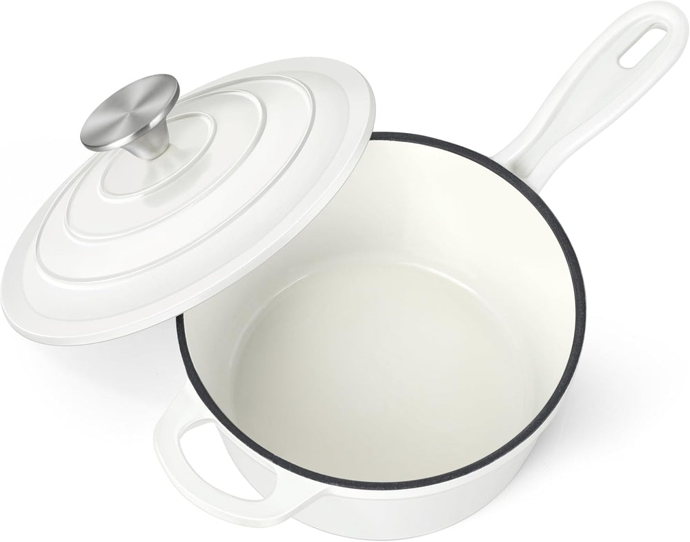 HaSteeL 3 QT Cast Iron Saucepan, Enamel dutch oven