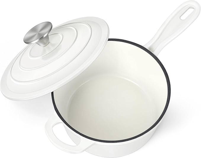 HaSteeL 3 QT Cast Iron Saucepan, Enamel dutch oven by HaSteeL