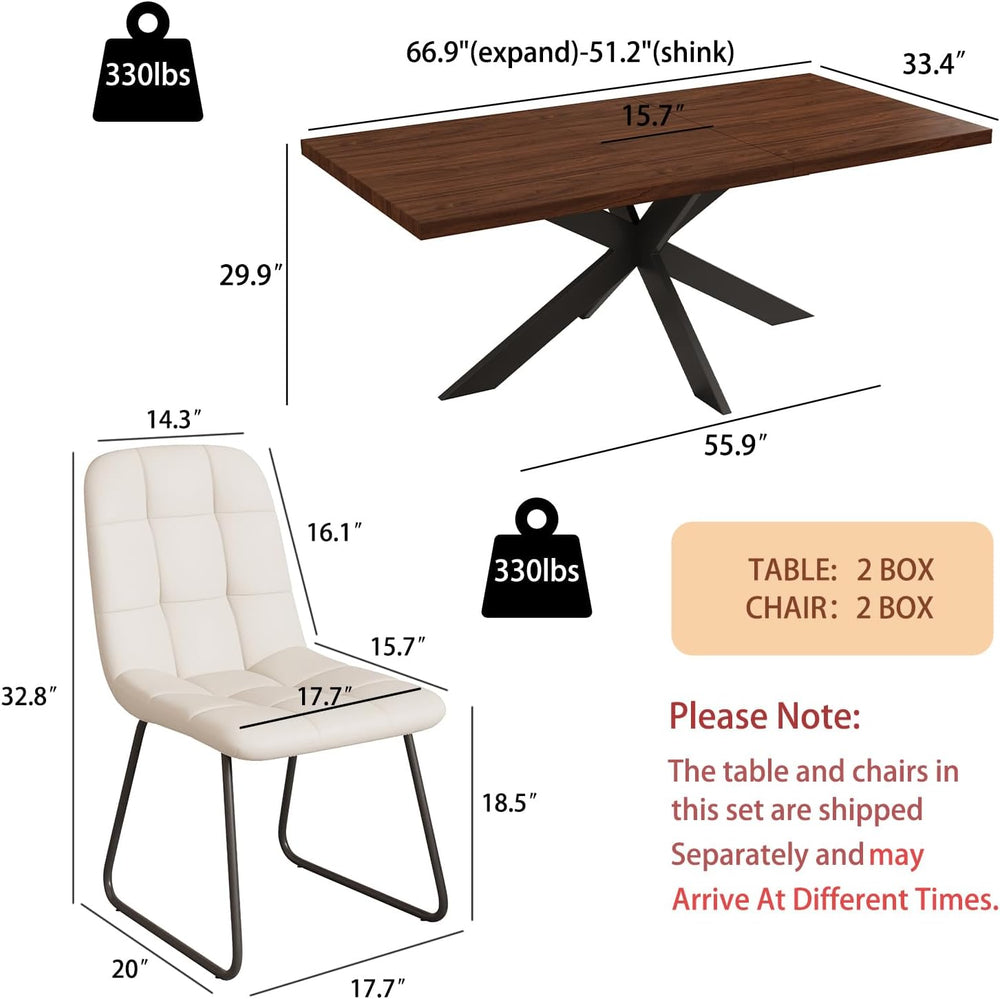 ZckyCine 7-Piece Dining Table Set, 6-Person Modern Rectangular Wooden 51&quot...