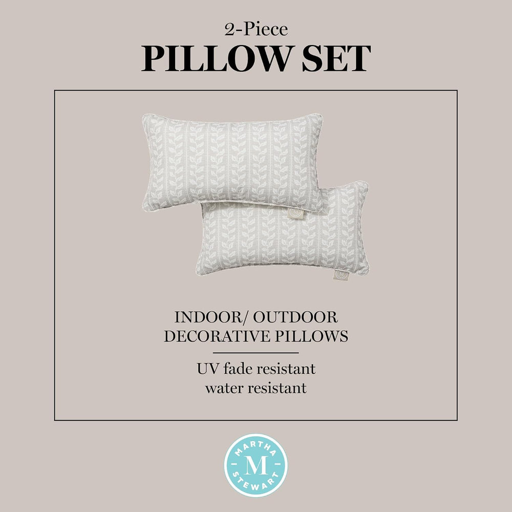 Martha Stewart Vineyard Vines Indoor Outdoor Decorative Lumbar Pillow 2-Pack ...