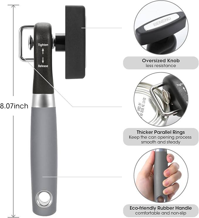 Beneno Can Opener, Manual Side Safe Cut Can Opener Smooth Edge - Image 2