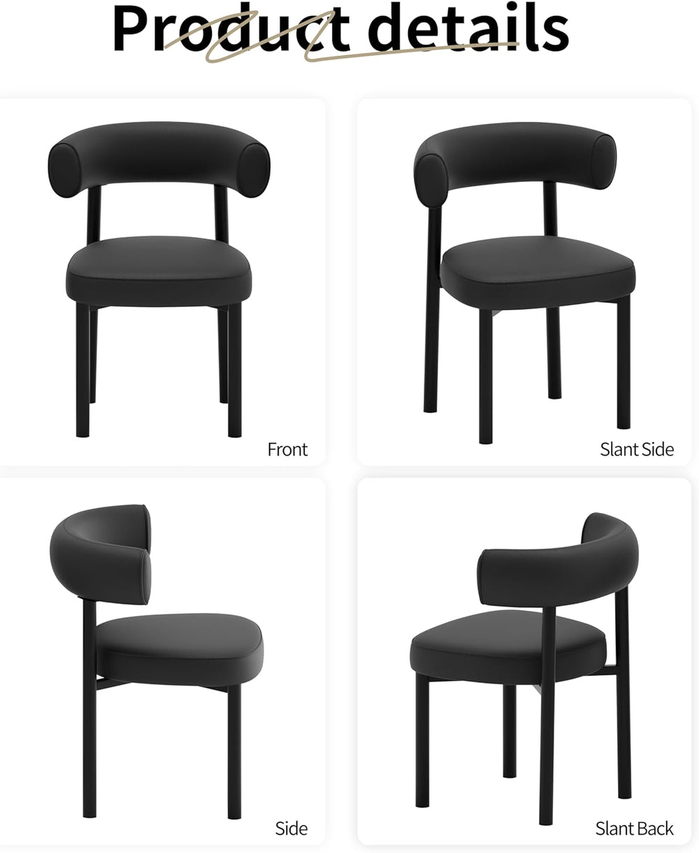 Dining Chairs Set of 4, Mid-Century Dining Room Chair, Carbon Steel Legs, Uph...