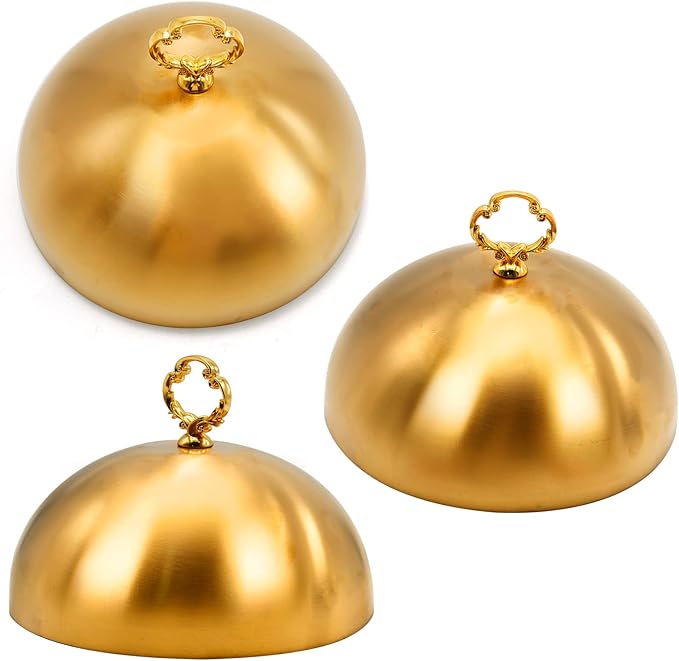 Gold Stainless Steel Food Dome Cover Food Protecting Dome Cover Serving Plate - Image 6