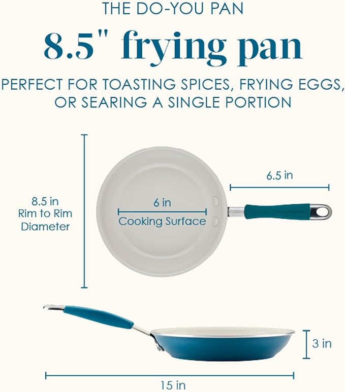 Rachael Ray Cucina Ceramic Nonstick Frying Pans/Skillet Set, Dishwasher Safe