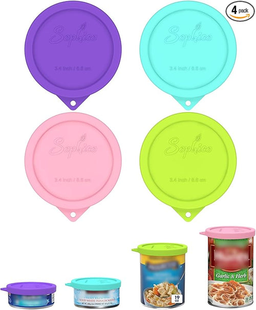 4PCs 3.4-inch Silicone Can Lids by SOPHICO