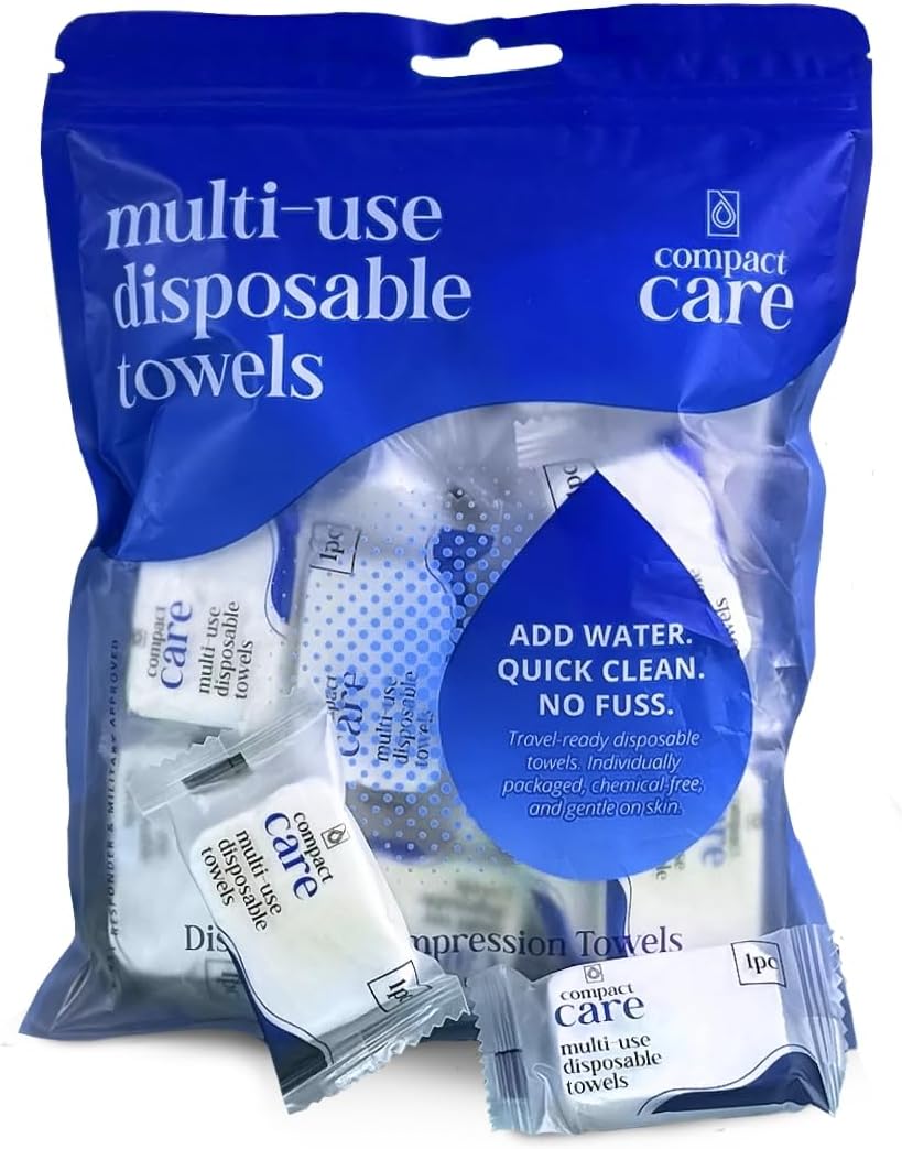 Compressed Towels 40 PCS - 100% Cotton Disposable Towels for Travel, Camping, Gym & Personal Hygiene - Chemical-Free Disposable Towel Tablets - Expands with Water - Portable Bulk Face Towels