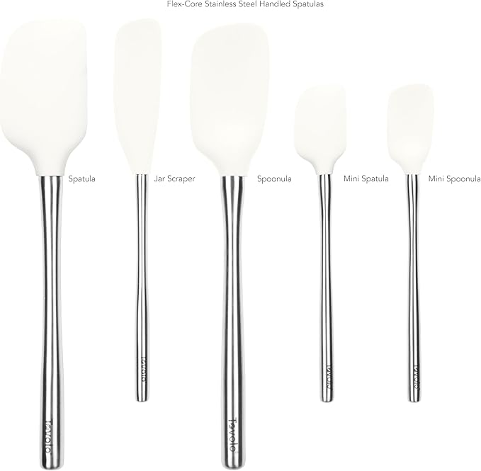 Tovolo Stainless Steel Handled Silicone Spatula Set of 5 White, Dishwasher Safe - Image 3