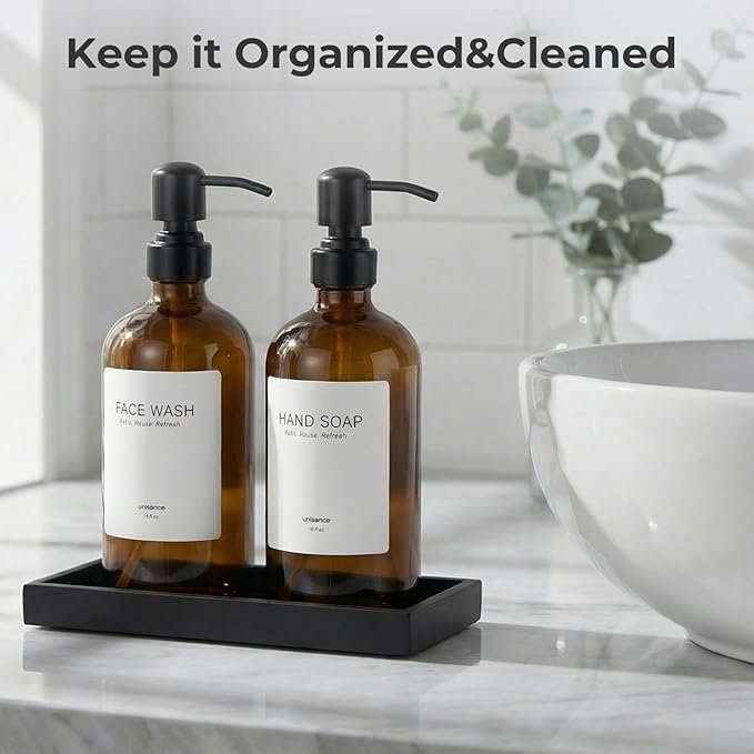 Glass Soap Dispenser Set for Kitchen, Hand and Dish Soap Dispenser - Image 4