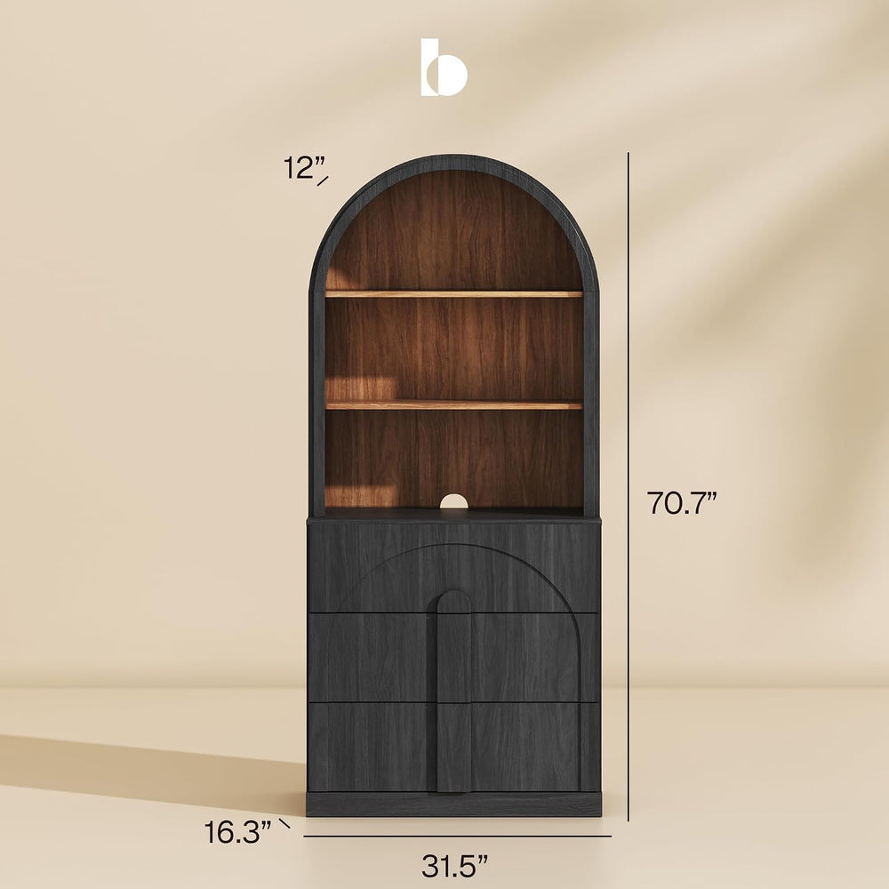 BELLEZE Bijou Storage Cabinet with Drawer, Set of 2 - Ebony