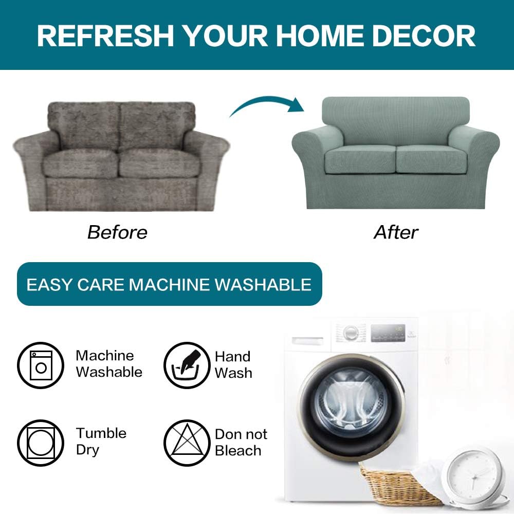 Turquoize 3 Piece Sofa Covers for 2 Cushion Couch Sofa Slipcover Soft Couch C...