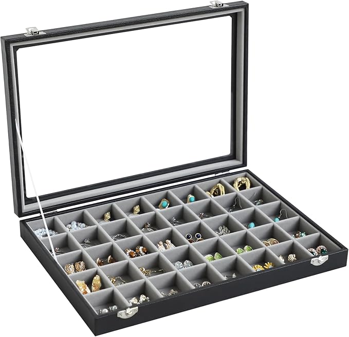 Stratalife Jewelry Organizer 40 Grid Gray Black Jewelry Tray by Stratalife