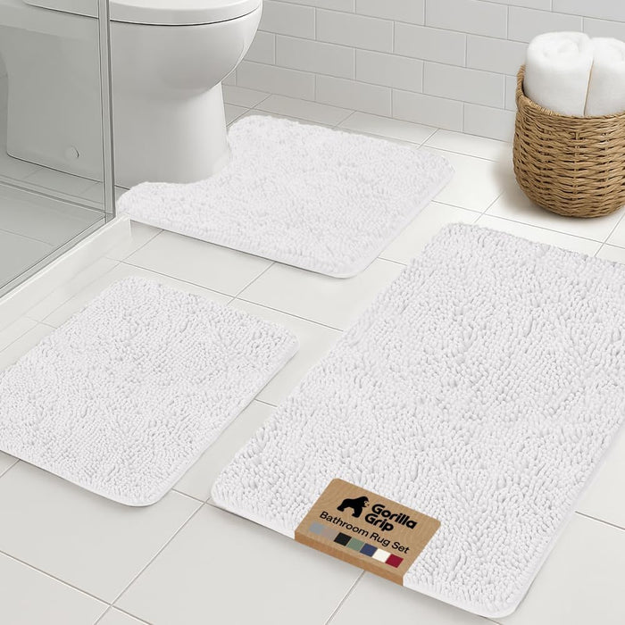 GORILLA GRIP Area Rug Sets and Oval Toilet Base, 3 Piece White