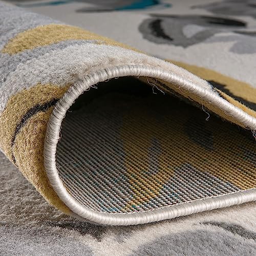 Rugshop Modern Floral Living Room Bedroom Area Rug Cream 5' x 7'