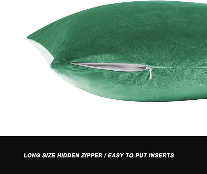 GIGIZAZA Mint Turquoise Velvet Decorative Throw Pillow Covers 20x20 - Image 3