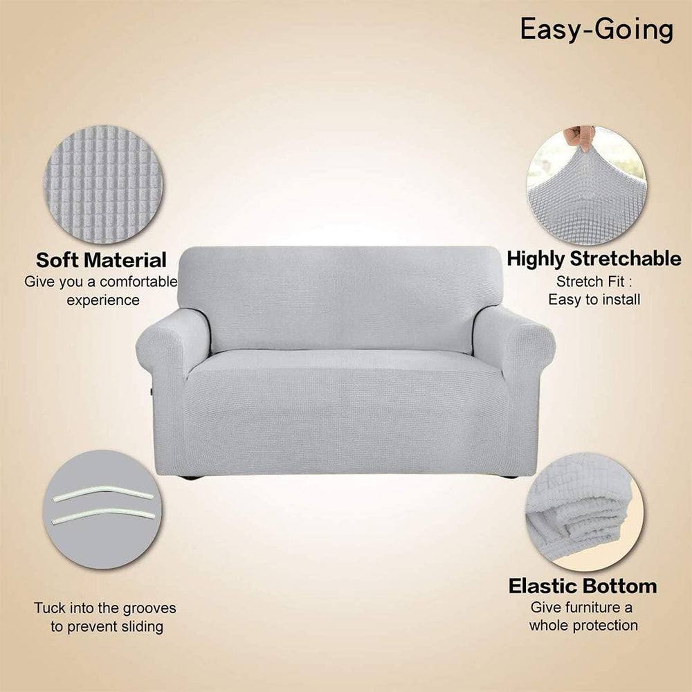 Easy-Going Stretch Loveseat Couch Covers Washable Silver Gray