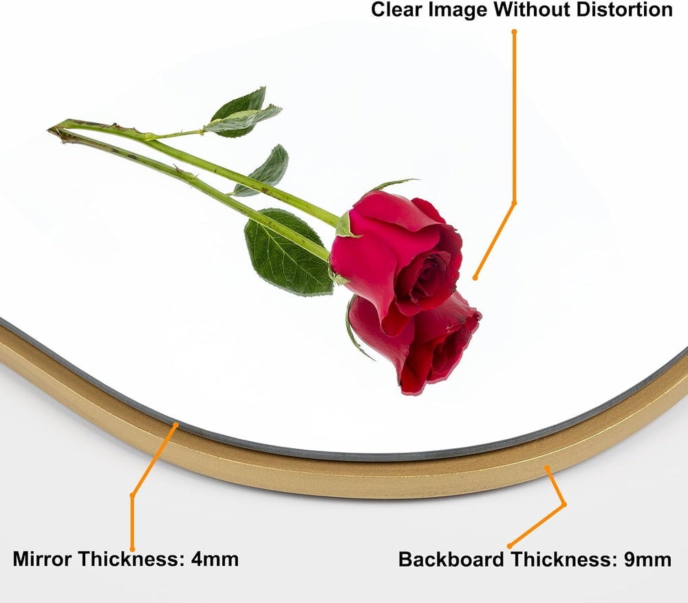 Irregular Asymmetrical Wall Mirror, 28x20 Inch Gold Bathroom Mirror