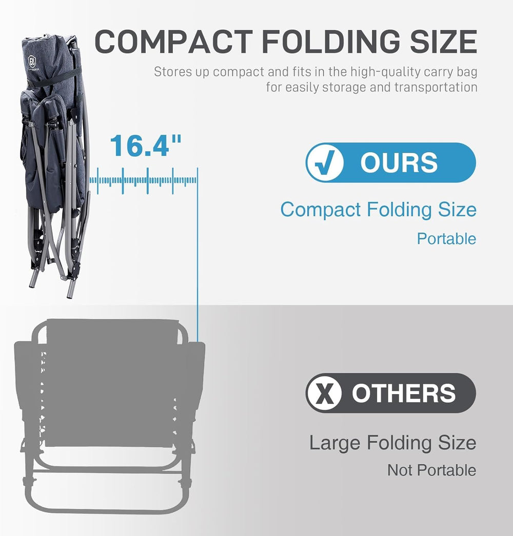 EVER ADVANCED Oversized Folding Rocking Camping Chair, Padded Portable Rocker...